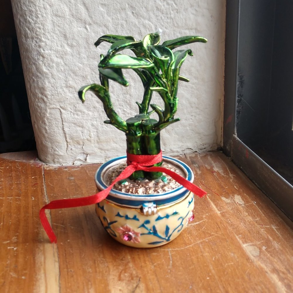 GET LUCKY BAMBOO PLANT ARTFORM COLLECTIBLES #93 OBJECT ART ENAMEL CRYSTAL TRINKE